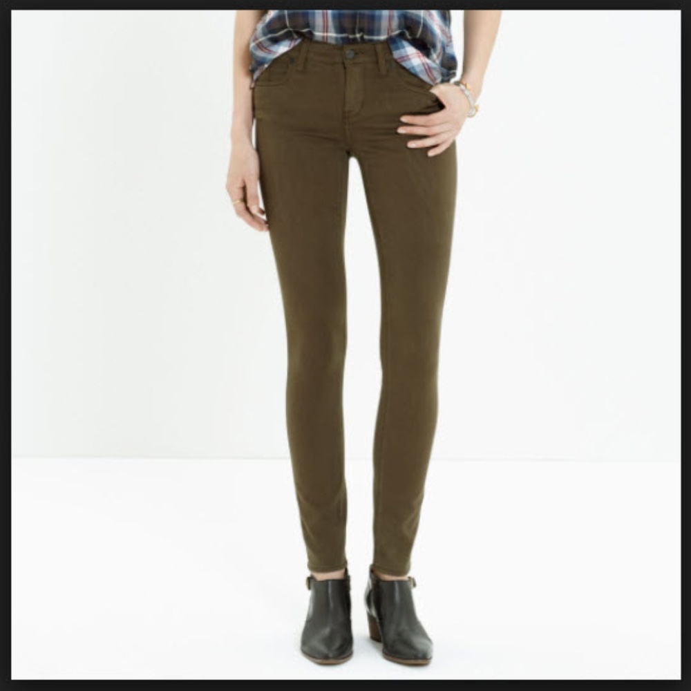 Madewell Skinny Skinny Sateen Jeans in Olive Green